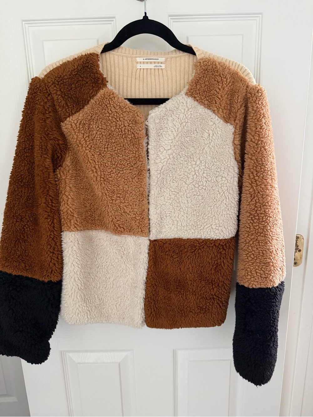 Anthropologie Colorblocked Faux Fur Jacket Size Small
